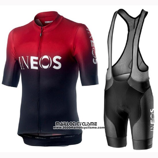 2019 Maillot Ciclismo Castelli Ineos Noir Rouge Manches Courtes et Cuissard